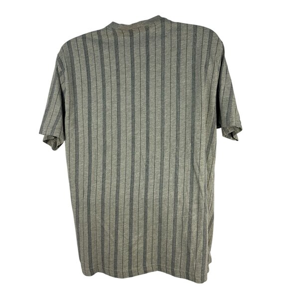 Basic Equipment Mens Henley Shirt Size Large Gray Striped Short Sleeve - Picture 2 of 5